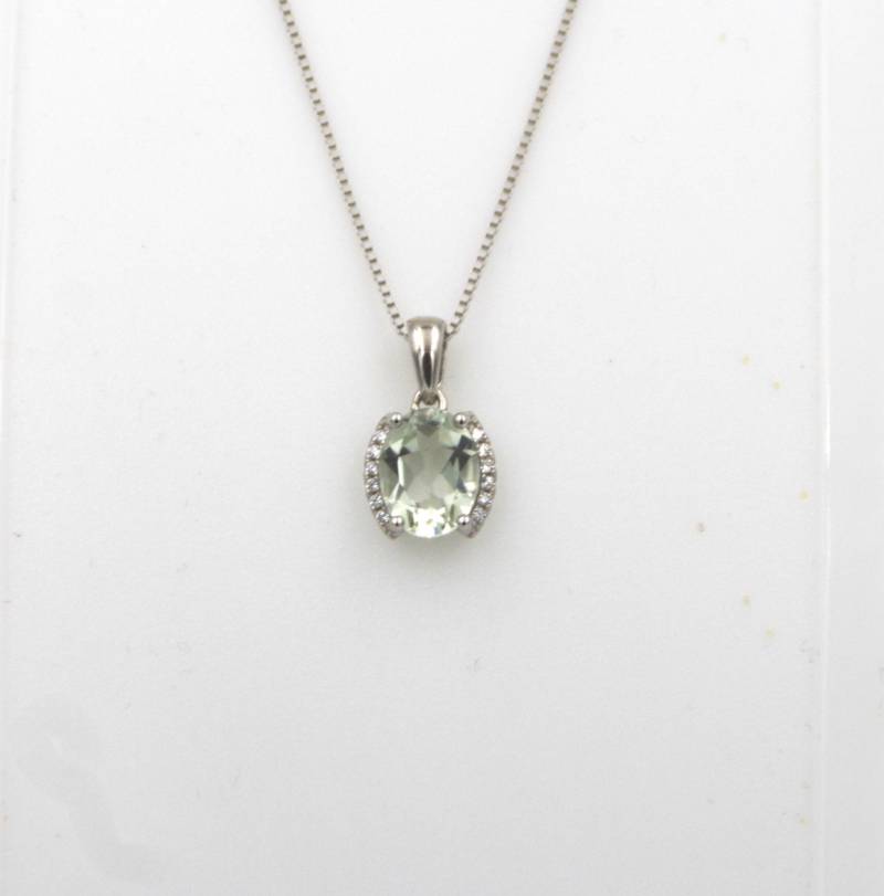 Prasiolith | Grüner Amethyst Echter Edelstein Anhänger Mit Halskette Aus Sterlingsilber925 Geschenkverpackung von exclusiv242