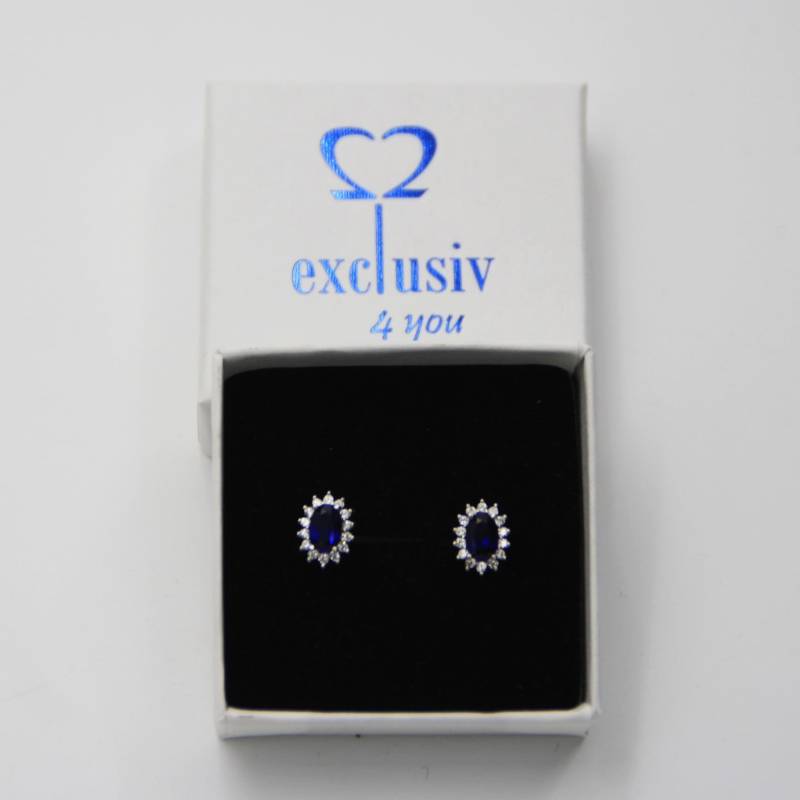 Saphir Edelsteine Blaue Ohrstecker Sterlingsilber 925 Mit Zirkon | Prinzessin Diana Schmuck Frauen Geburtstag Elegantes Geschenk von exclusiv242