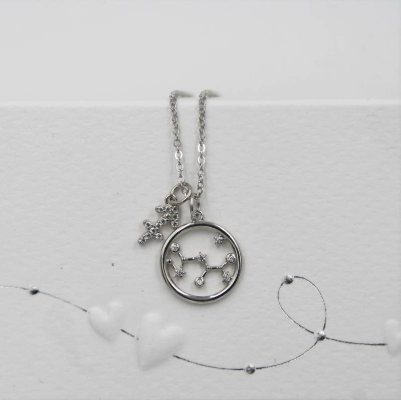 Sternzeichen Schütze Symbol Sternbild 2 Anhänger Mit Kette | Sterlingsilber925 Zirkon Geschenk Geburtstag November Dezember von exclusiv242