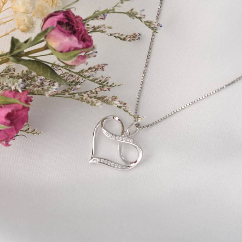 Herz Ewige Liebe Symbol | Anhänger Mit Kette Sterlingsilber925 Zirkonia Kristallen Geschenkverpackung Gratis von exclusiv242