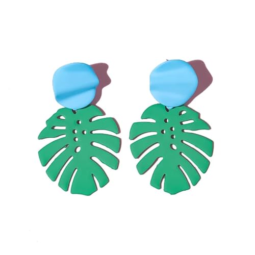 Ohrringe Ohrstecker Damen Schmuck Earrings Böhmische Frische Blatt-Mode-Tropfenohrringe Für Frauen, Hohle Geometrische Vintage-Ohrstecker, Geschenk, Grün von exdas