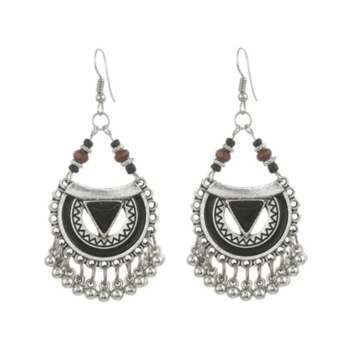 Ohrringe Ohrstecker Damen Schmuck Earrings Boho Vintage Tropfen Baumeln Perlen Quaste Ohrringe Für Frauen Handgemachte Dreieck Geometrische Böhmische Ohrringe Mode Schwarz von exdas