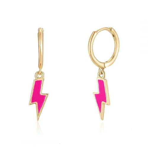 Ohrringe Ohrstecker Damen Schmuck Earrings Bunte Ohrringe Für Frauen Und Mädchen, Tropfendes Öl, Mond, Stern, Piercing, W0154-Rosered von exdas