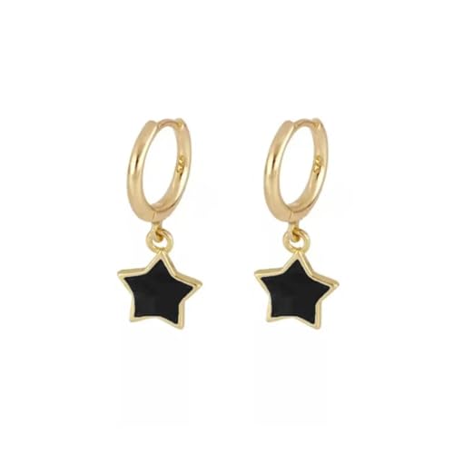 Ohrringe Ohrstecker Damen Schmuck Earrings Bunte Ohrringe Für Frauen Und Mädchen, Tropfendes Öl, Mond, Stern, Piercing, W0415, Schwarz von exdas