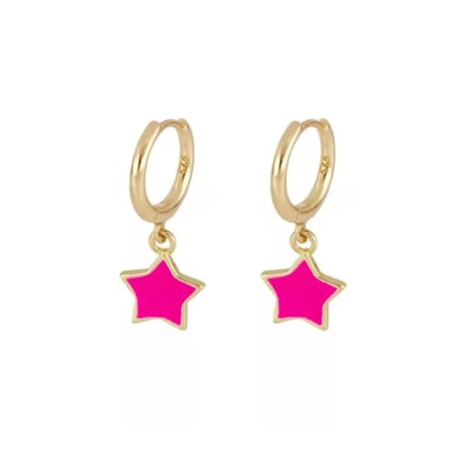 Ohrringe Ohrstecker Damen Schmuck Earrings Bunte Ohrringe Für Frauen Und Mädchen, Tropfendes Öl, Mond, Stern,   Piercing, W0415-Rosered von exdas