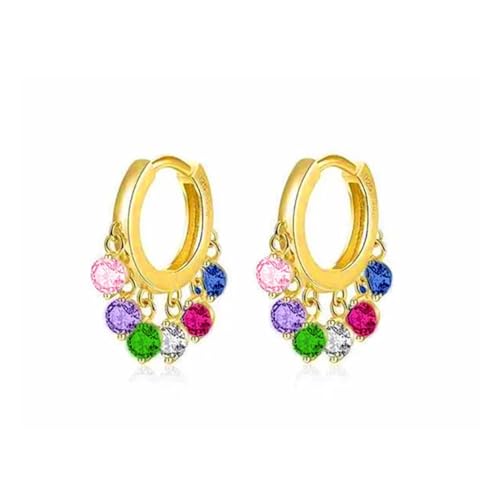 Ohrringe Ohrstecker Damen Schmuck Earrings Bunte Regenbogen-Ohrringe Für Damen, Minimalistisch, Kreis, Piercing, Schick, Party, B0748 von exdas