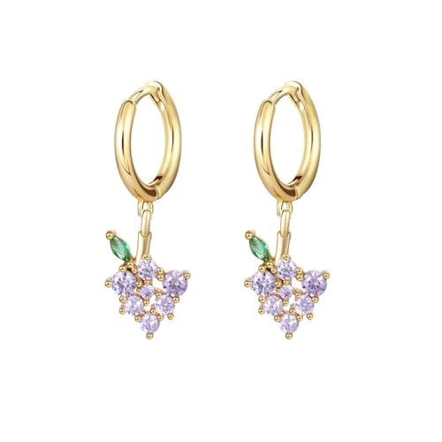 Ohrringe Ohrstecker Damen Schmuck Earrings Bunter Fruchtanhänger Apfel Pfirsich Kirsche Charm Piercing Mädchen Süßer Kleiner Ohrring W0025-Y von exdas