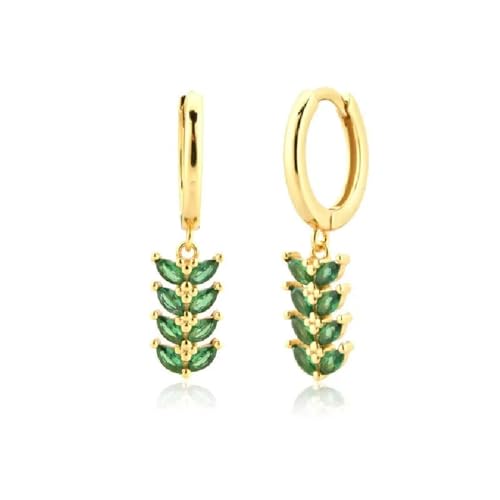 Ohrringe Ohrstecker Damen Schmuck Earrings Grüne Farbe Kleine Ohrringe Für Frauen Geometrische Blumen Anhänger Ohrringe Mode B0736 von exdas