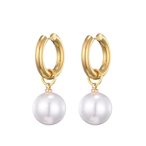 Ohrringe Ohrstecker Damen Schmuck Earrings Klassische Weiße Runde Perlen Tropfen Runde Ohrringe Für Frauen Luxus Elegante Hochzeit Party Ohrringe Geschenk Gold von exdas