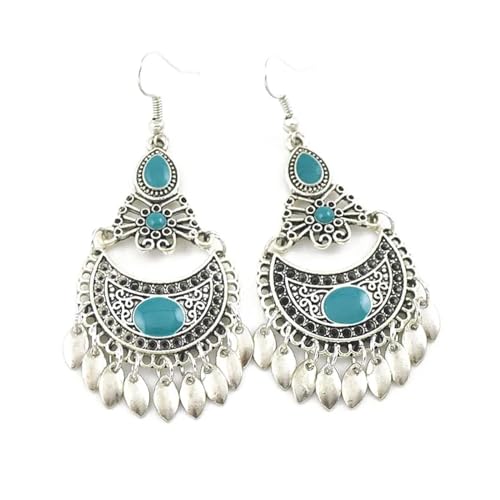 Ohrringe Ohrstecker Damen Schmuck Earrings Mode Boho Ohrringe Für Frauen Lange Tropfen Quaste Rot Blau Weiß Schwarz Vintage Ohrringe Grün von exdas