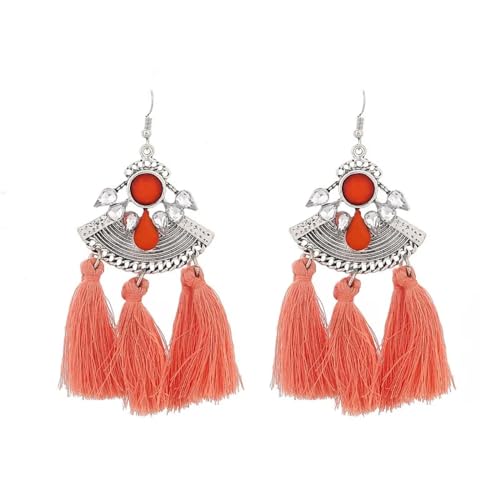 Ohrringe Ohrstecker Damen Schmuck Earrings Mode Ethnische Boho Drop Lange Quaste Ohrringe Für Frauen Drop Vintage Böhmischen Geometrische Ohrringe Rosa von exdas