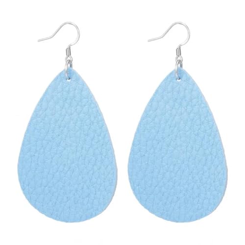 Ohrringe Ohrstecker Damen Schmuck Earrings Modische Tropfenförmige Lederohrringe, Leichte Tropfen-Ohrringe, Baumelnde Ohrringe Für Frauen, Geschenke, Blau von exdas