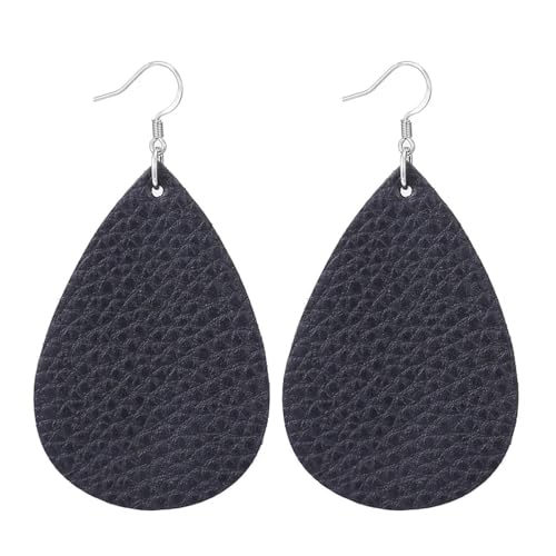 Ohrringe Ohrstecker Damen Schmuck Earrings Modische Tropfenförmige Lederohrringe, Leichte Tropfen-Ohrringe, Baumelnde Ohrringe Für Frauen, Geschenke, Schwarz von exdas