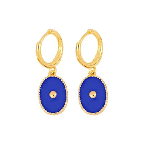 Ohrringe Ohrstecker Damen Schmuck Earrings Punk Star Kegel Kreuz Ohrringe Für Frauen Vintage Mode Ungewöhnliche Kreis Hängende Piercing Pendientes W0413-Blau von exdas