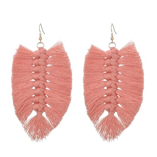 Ohrringe Ohrstecker Damen Schmuck Earrings Quasten-Ohrringe Für Damen, Modisch, Große Lange Fransen, Böhmische Webart, Baumelnde Ohrringe, Rosa von exdas