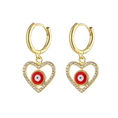 Ohrringe Ohrstecker Damen Schmuck Earrings Rote Böse Blaue Augen-Herz-Stern-Mond-Ohrringe Für Frauen-Ohrring-Mode-Ohrringe W0482-Rot von exdas
