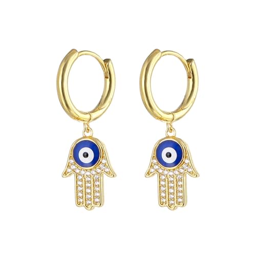 Ohrringe Ohrstecker Damen Schmuck Earrings Rote Böse Blaue Augen-Herz-Stern-Mond-Ohrringe Für Frauen-Ohrring-Modische Baumelnde Ohrringe W0480-Blau von exdas