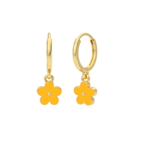 Ohrringe Ohrstecker Damen Schmuck Earrings Schöne Bunte Blumen-Anhänger-Piercing-Ohrringe Für Damen, Pendientes, Mädchen, Geschenk, W0473-Gelb von exdas