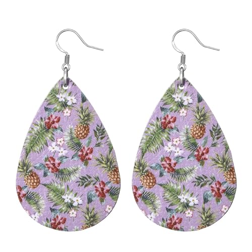 Ohrringe Ohrstecker Damen Schmuck Earrings Sommer-Ohrringe Aus Leichtem Kunstleder Für Damen, Fruchtblatt, Strand, Tropfenform, Baumelnde Ohrringe, Stil 01–6 von exdas