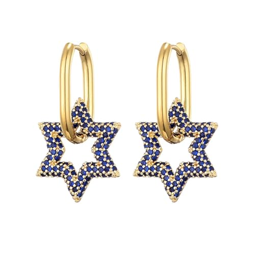 Ohrringe Ohrstecker Damen Schmuck Earrings Stern Runde Ohrringe Für Frauen Geometrisch Hochzeit Elegant Blau-1 von exdas