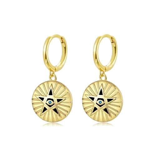 Ohrringe Ohrstecker Damen Schmuck Earrings Trendy Bohemia Coin Moon Anhänger Ohrring Für Damen Piercing Ohrringe W0452-Schwarz von exdas