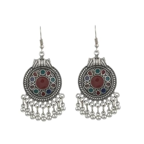 Ohrringe Ohrstecker Damen Schmuck Earrings Trendy Ethno Boho Vintage Tropfen Baumeln Perlen Quaste Ohrringe Für Frauen Böhmische Mode Lange Ohrringe Rot von exdas