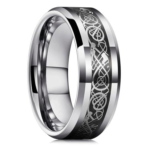 exdas Ring Ringe Damen Bijouterie Herren 8 Mm Ringe Für Männer Frauen Gebürstet Doppel Groove Muster Männer Ringe Hochzeit Party 6 Style11 von exdas