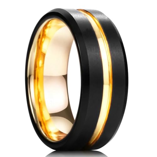 exdas Ring Ringe Damen Bijouterie Herren 8 Mm Ringe Für Männer Frauen Gebürstet Doppel Groove Muster Männer Ringe Hochzeit Party 8 Style28 von exdas