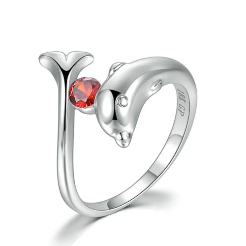 exdas Ring Ringe Damen Bijouterie Herren Delfinringe Für Damen, Weißer Kristallring, 10 Orange von exdas