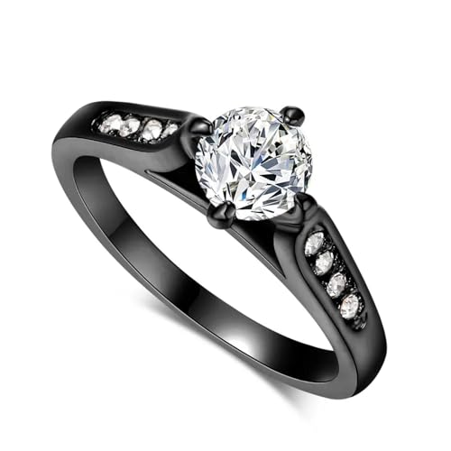 exdas Ring Ringe Damen Bijouterie Herren Klassischer Ehering Für Damen, Mehrfarbig, Optional, Verlobung, 6,5 Schwarzgoldklar von exdas