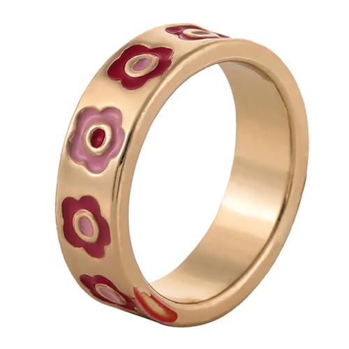 exdas Ring Ringe Damen Bijouterie Herren Punk Einfacher Bunter Liebesherz Breiter Ring Für Frauen Retro Stern Herz Blume Hip Hop Ring Ipa1213-2 von exdas