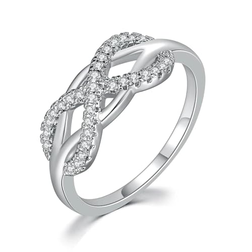 exdas Ring Ringe Damen Bijouterie Herren Ringe Für Damen, Verlobungsring, Kristallweiß, 5 Silberfarben von exdas