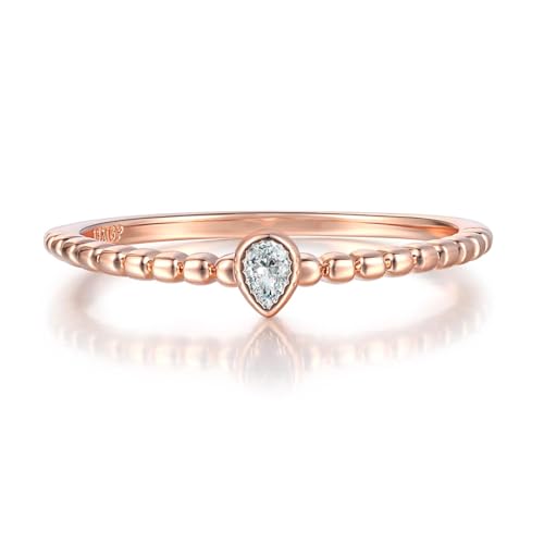 exdas Ring Ringe Damen Bijouterie Herren Ringe Für Frauen Und Mädchen, Wassertropfenform, Kristallring, 9 Roségoldfarben von exdas