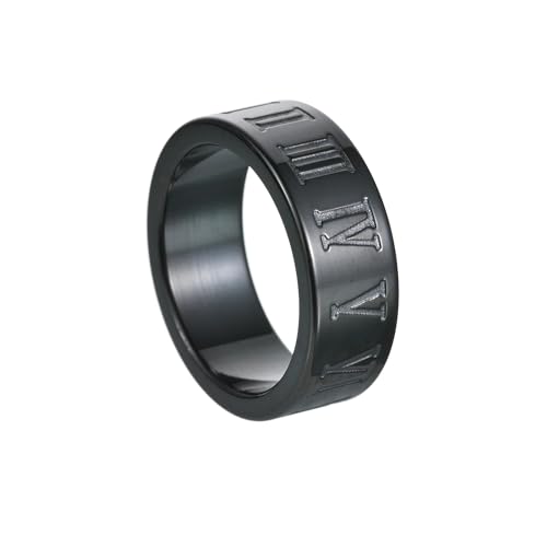 exdas Ring Ringe Damen Bijouterie Herren Vintage Ringe Mit Römischen Ziffern Für Männer Und Frauen, 6/8 Mm, Ring Für Paare, Hochzeit, Party, 9 8 Mm, Schwarz von exdas