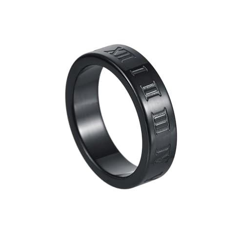 exdas Ring Ringe Damen Bijouterie Herren Vintage Römische Ziffern Ringe Für Männer Frauen 6/8 Mm Ring Paar Hochzeit Party 8 6 Mm-Schwarz von exdas