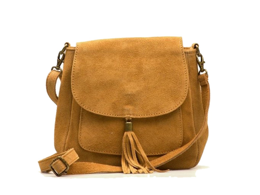 Cognac Wildleder Echtes Leder Kleine Umhängetasche, Echtes Cross Body Messenger Tasche, Top Reißverschluss Braune Tasche von exhibitleather