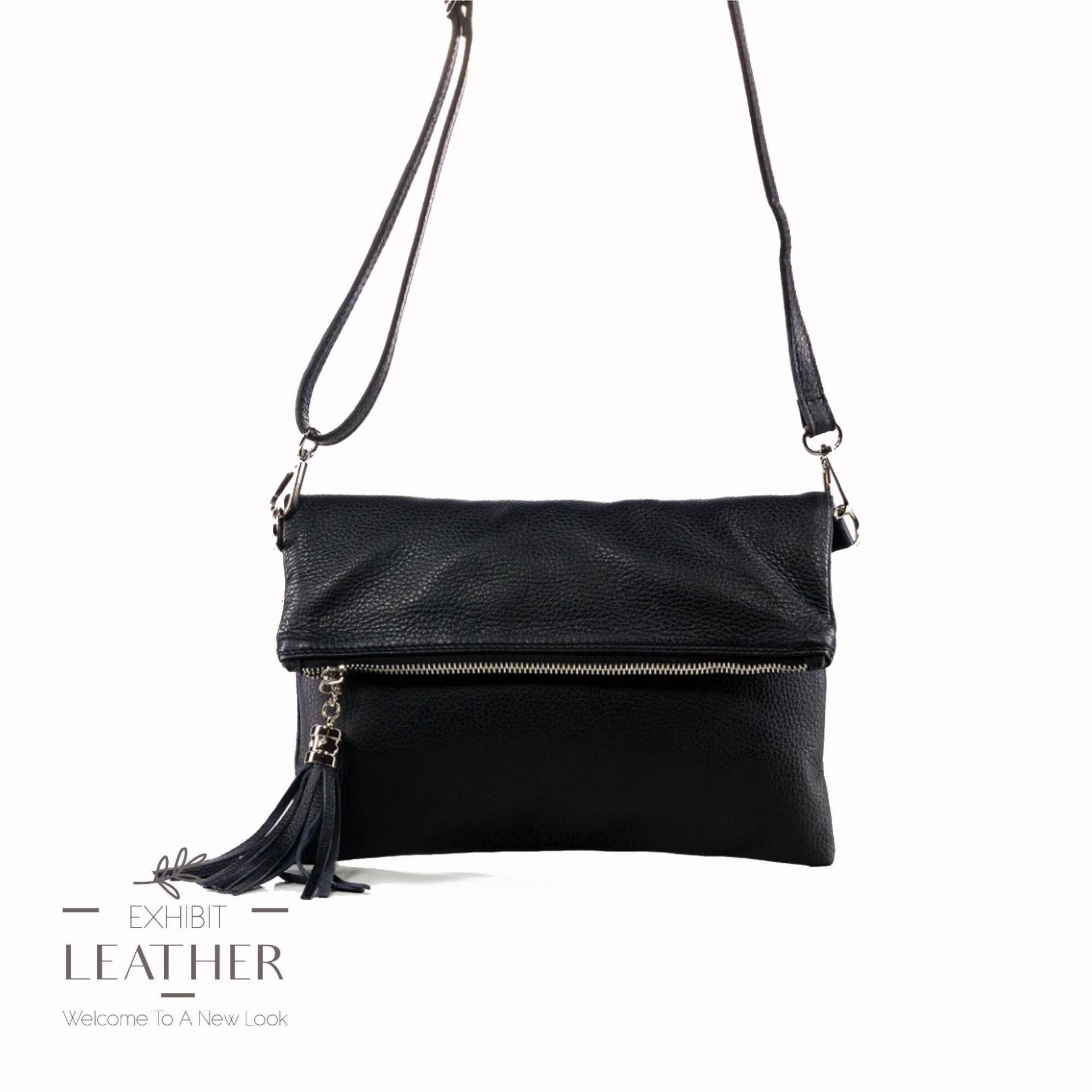 Schwarze Echtleder Tasche, Cross Body Umhängetasche, Messenger Tasche Aus Echtem Leder, Tablet Buch Zipper, Hochzeit Clutch von exhibitleather