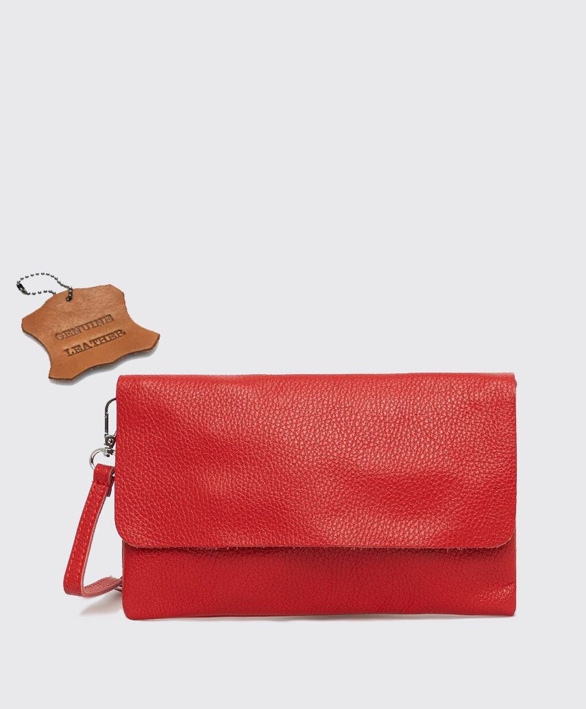 Top Echtleder Umhängetasche Mit Reißverschluss in Rot, Cross Body Ledertasche, Messenger Bag, Tablet Buch Tasche von exhibitleather