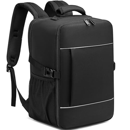 Ryanair Kabinentaschen, 39 x 22 x 26 cm, Untersitz-Reisetasche, 11 Taschen, Handgepäcktasche, Kabinentasche mit separater Schuhtasche für Damen und Herren, Handgepäcktasche, 20 l, Schwarz, Schwarz von exmygboy