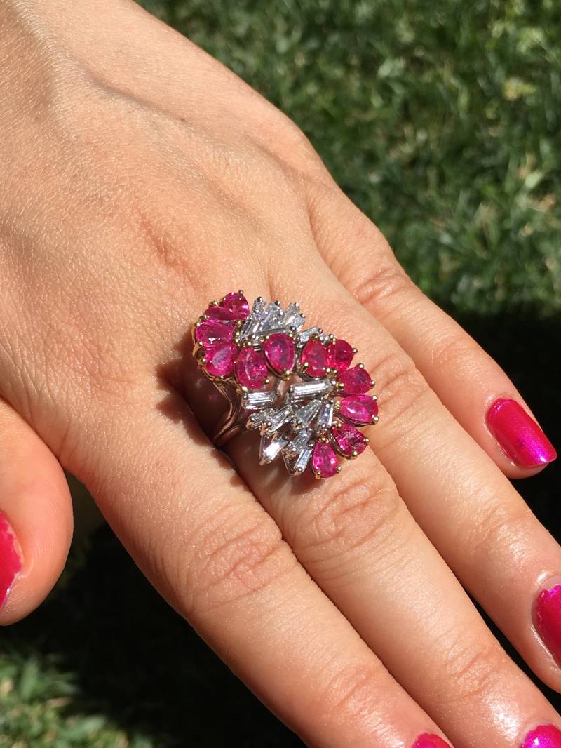 Rubin Diamant Ring - Vintage Natural 8.76Cts Vvs F Unbehitzter Aaa 750 18K Solid Gold Cocktail Dinner Wave von exoticgold