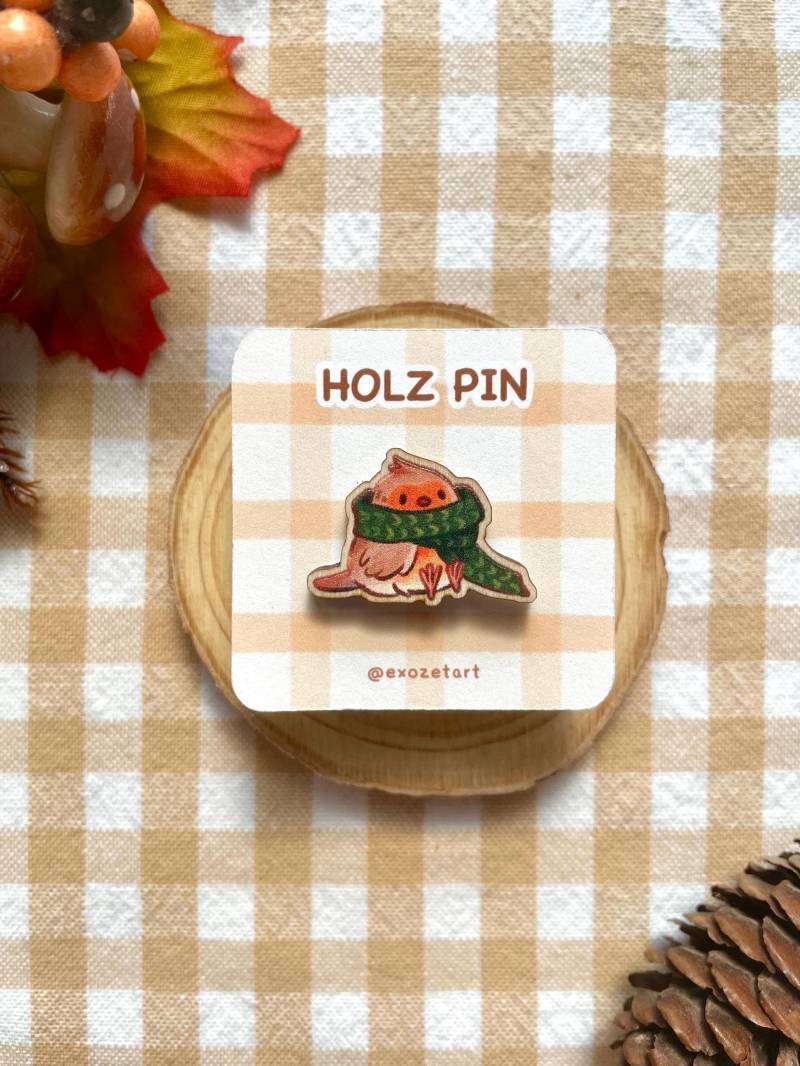 Niedliche Rotkehlchen Holz-Pin - Pin Aus Holz Anstecker Accessoire Niedliche Rotkehlchen Holz-Pin - Pin Aus Holz Anstecker Accessoire von exozetart