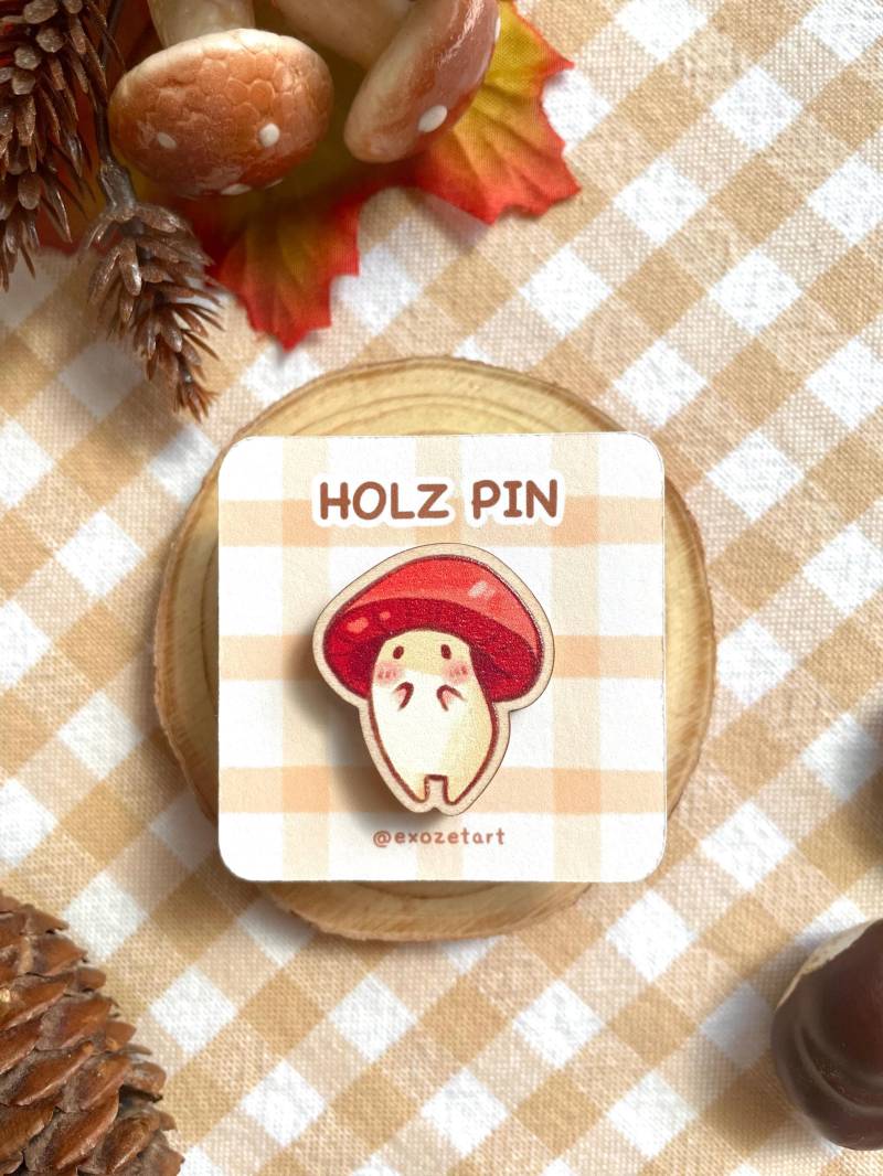 Niedlicher Pilz Freund Holz-Pin - Pin Aus Holz Anstecker Accessoire Niedlicher Pilz Freund Holz-Pin - Pin Aus Holz Anstecker Accessoire von exozetart