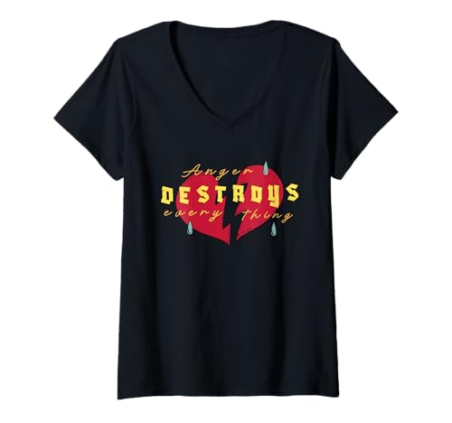 Damen Wut zerstört Alles T-Shirt mit V-Ausschnitt Damen Wut zerstört Alles T-Shirt mit V-Ausschnitt von experiment54