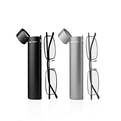 eye-spec (Handliches 2er Pack Lesebrillen | Herren/Unisex ultraleichte Brillengestelle in Schwarz und Graphit mit eleganten Etuis (2.5) von eye-spec