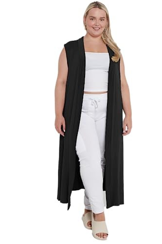 eyes Damen-Cardigan, ärmellos, Maxi, Lange Länge, Boyfriend-Cardigan, Kragenoberteil, schwebender Duster-Jackenmantel, Blazer, dehnbar, Übergrößen-Cardigan, Weste, Black 42-44 eyes Damen-Cardigan, ärmellos, Maxi, Lange Länge, Boyfriend-Cardigan, Kragenoberteil, schwebender Duster-Jackenmantel, Blazer, dehnbar, Übergrößen-Cardigan, Weste, Black 42-44 von eyes