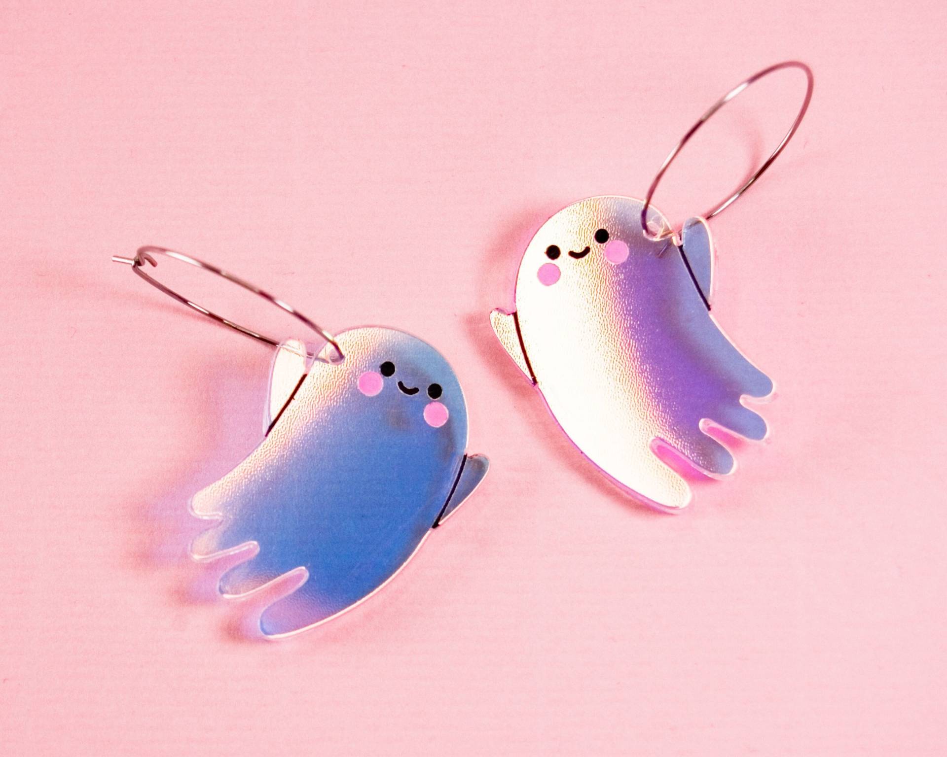 Geist Ohrringe Aus Irisierendem Acryl, Gruselige Süße Laser Cut Acryl Kawaii Halloween von eyupchuck