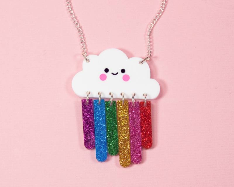 Glitter Regenbogen Regen Wolke Halskette Kawaii Acryl Schmuck Glitter Regenbogen Regen Wolke Halskette Kawaii Acryl Schmuck von eyupchuck
