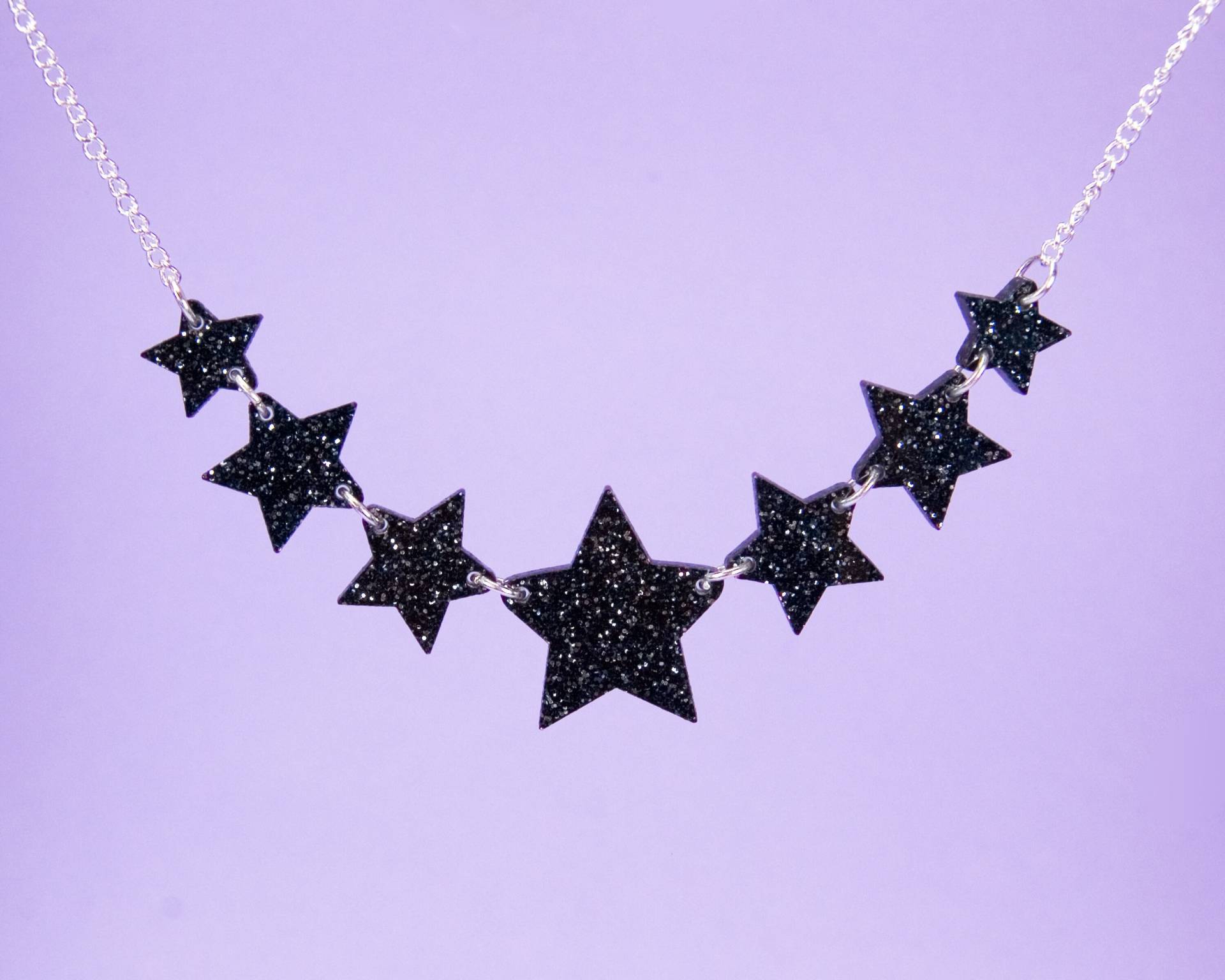 Glitter Star Halskette Schwarzer Acryl Schmuck von eyupchuck