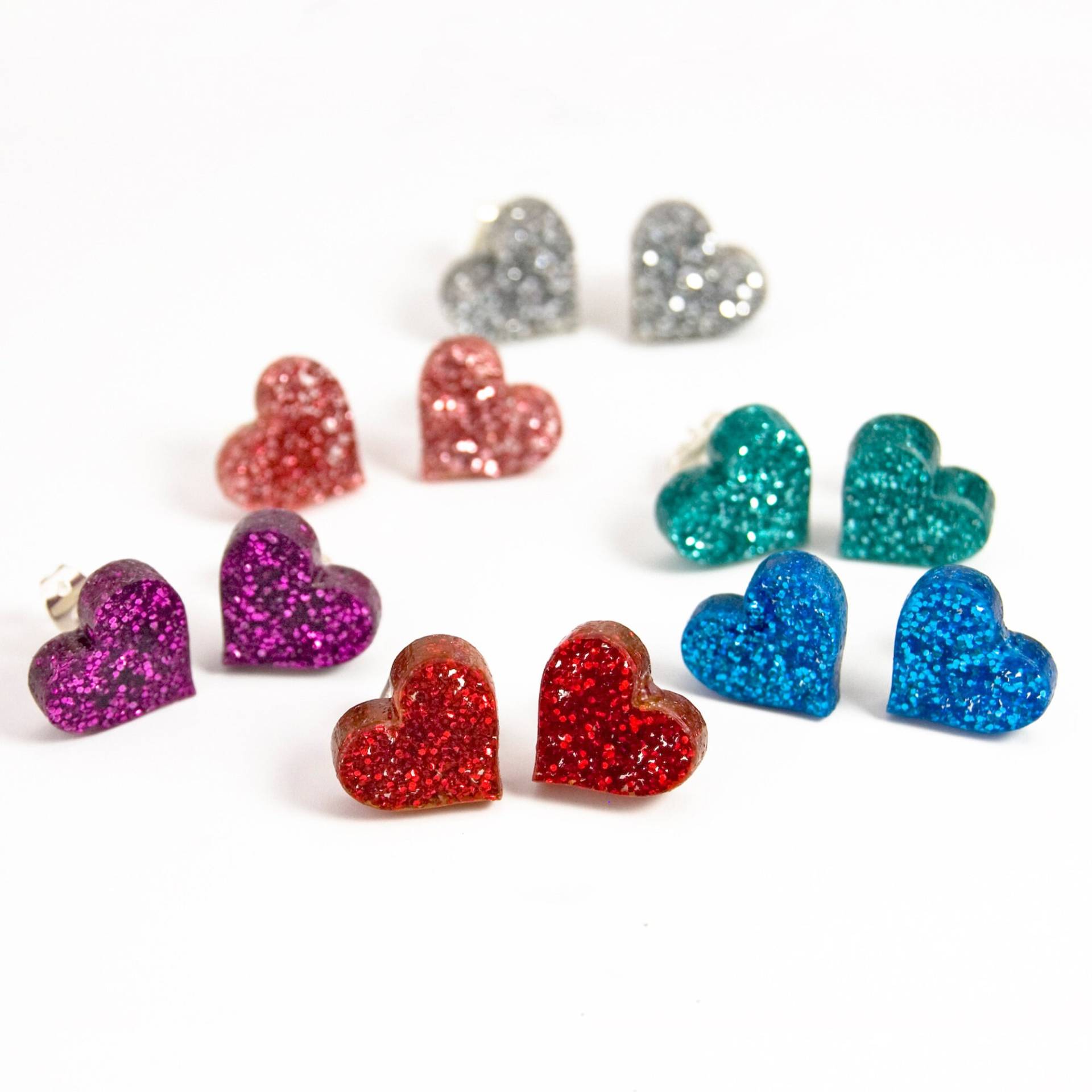 Glitzer Herz Ohrstecker Laser Cut Acryl Schmuck von eyupchuck