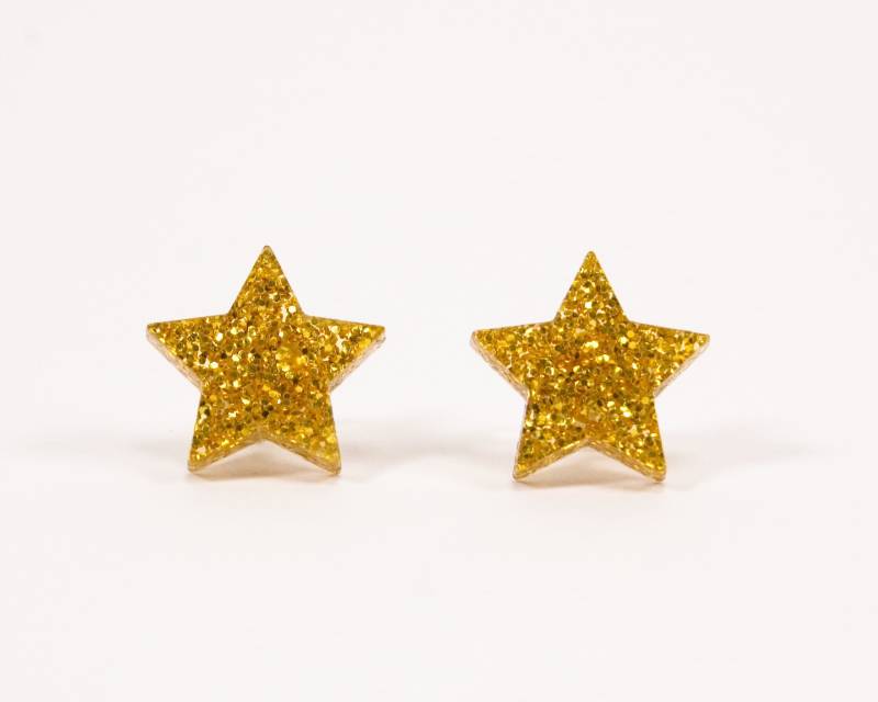 Gold Glitzer Stern Ohrstecker Glitzernder Acrylschmuck Gold Glitzer Stern Ohrstecker Glitzernder Acrylschmuck von eyupchuck